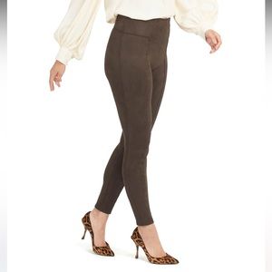 Faux Suede Dark Olive Leggings